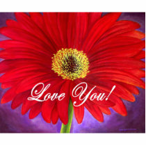 Red Daisy Flower Painting Photo Sculpture