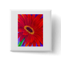 Red Daisy Gerber Flower Painting Art - Multi