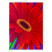 Red Daisy Gerber Flower Painting Art - Multi