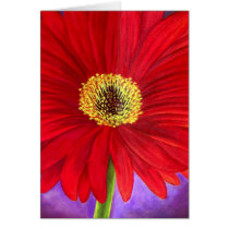 Red Daisy Gerber Flower Painting Art - Multi