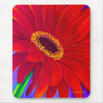 Red Daisy Gerber Flower Painting Art - Multi