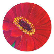 Red Daisy Gerber Flower Painting Art - Multi