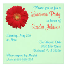 Red Daisy Luncheon Party Personalised Announcement