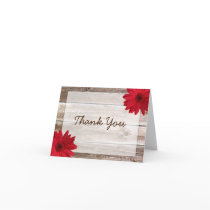 Red Daisy Rustic Barn Wood Thank You