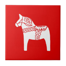 Red Dala Horse Ceramic Tiles