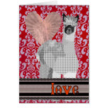 Red Damask Alpaca Love  Valentine Greeting Cards