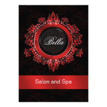 red damask Business Thank You Cards