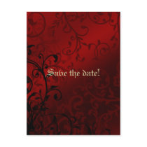 Red Damask Gothic Bridal Shower Invitation Postcard