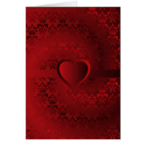 Red damask heart greeting cards