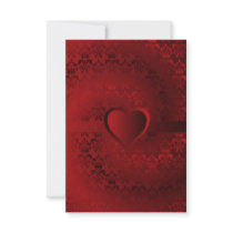 Red damask heart invitations