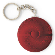 Red damask heart keychain