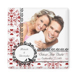 Red Damask Love Birds Photo Save The Date Magnet
