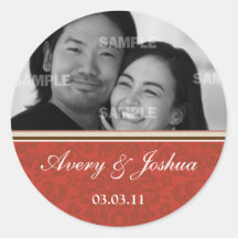 Red Damask Photo Sticker