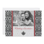 Red Damask Photo Wedding Invitation