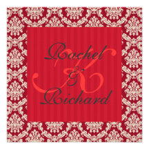Red Damask Renewal of Vows Anniversary Invitation