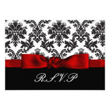 red damask  rsvp cards standard 3.5 x 5 announcement
