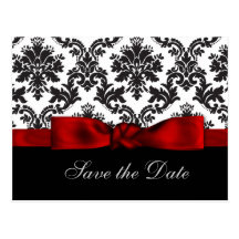 red damask  Save the Date Postcards