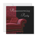 Red Damask Sofa Housewarming Party Invitation