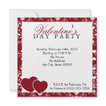 Red Damask Valentines Day Invitation