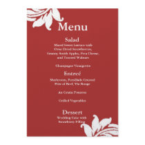 Red Damask Wedding Menu