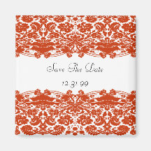 Red Damask Wedding Refrigerator Magnet