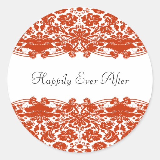 Red Damask Wedding Sticker