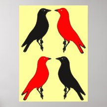 Red Daw Jack Daw Pop Art Poster (yellow)