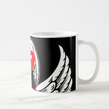 Red Devil Heart with White Wings Coffee Mugs