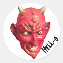 Red Devil Satan Demon Hell Horns Round Stickers