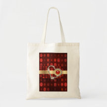 Red diamond heart sparkling gems canvas bags