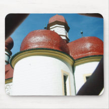 Red domed roof church mouse pads
