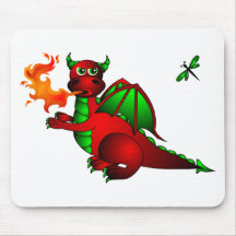 Red Dragon and Dragonfly Mousepad