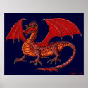 Red dragon art poster posters