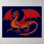 Red dragon art poster