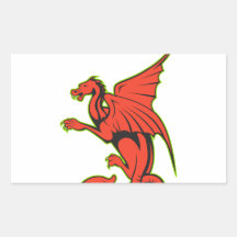 Red Dragon Cartoon Rectangle Stickers
