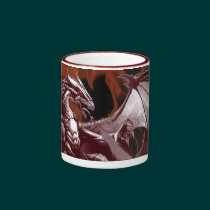 Red Dragon & Flames Fantasy Mug mugs