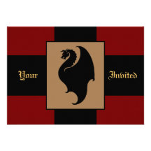 Red Dragon Rider Birthday Party Invitation