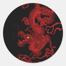 Red Dragon Round Stickers