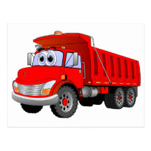 Red Dump Truck Cartoon Post Card