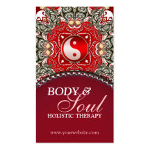 Red Eastern Batik New Age Yin Yang Business Card