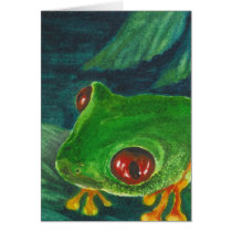 red eye green tree frog greeting cards