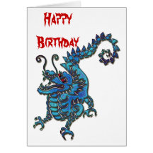 Red Eyed Dragon Birthday Greeting Card