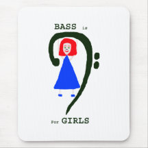 Red female blue dress green bass clef n text mousepad