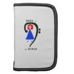 Red female blue dress green bass clef n text organizer