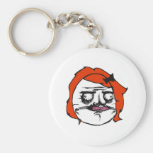 Red Female Me Gusta Comic Rage Face Meme Keychain