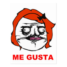 Red Female Me Gusta Comic Rage Face Meme Post Card