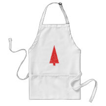 Red Festive Tree. Red and White. Christmas. Apron
