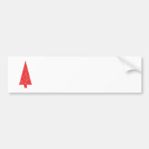 Red Festive Tree. Red and White. Christmas. Bumper Sticker