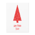 Red Festive Tree. Red and White. Christmas. Custom postcards