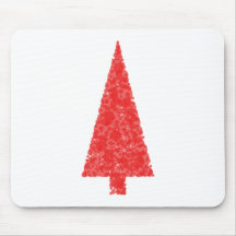 Red Festive Tree. Red and White. Christmas. Mouse Mat